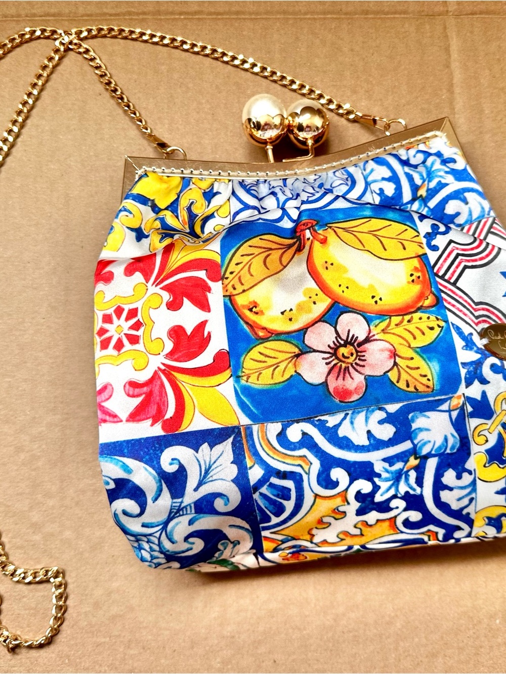 Colorful Cross Body Small Purse Italian Tile Design